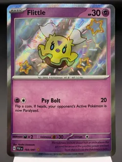 Flittle 164/091 - Shiny Holo Rare - Paldean Fates Pokemon Card NM - Image 1