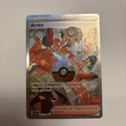 Pokemon Card Arven 235/091 Illustration Rare Paldean Fates Trainer Near Mint - Image 1