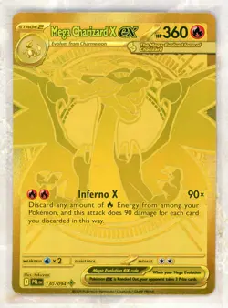 2025 Pokemon PFL EN- Phantasmal Flames #130/094 Mega Charizard X Gold ex MHR - Image 1