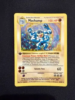 Pokemon TCG Machamp 8/102 Shadowless Holo Rare Base Set 1st Edition - Image 1