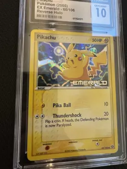 Pokemon TCG Ex Emerald Pikachu 60/106 Reverse Holo Stamped CGC Gem Mint 10 - Image 2