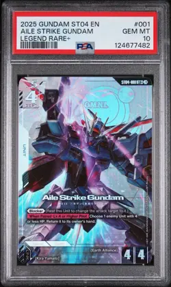 Aile Strike Gundam ST04-001 LEGEND RARE+ ENGLISH Gundam Card Game - PSA 10 LR+ - Image 1