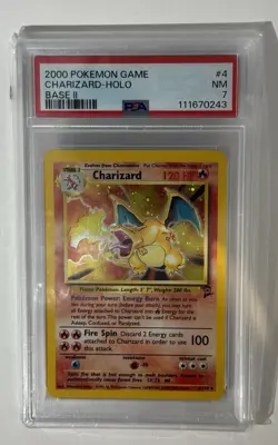 Pokemon TCG Charizard Base Set 2 Holo PSA 7 Unlimited Card 4/130 - Image 1