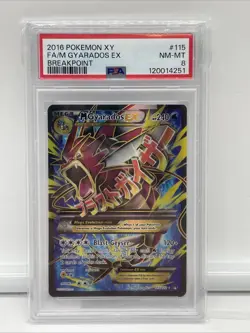2016 POKEMON XY BREAKPOINT #115 FULL ART M GYARADOS EX PSA 8 - Image 1