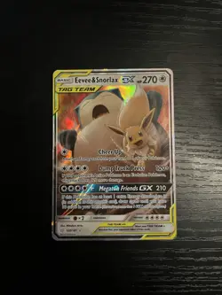 Pokemon Eevee & Snorlax GX TAG TEAM Ultra Rare Holo 120/181 Sun & Moon Team Up - Image 3