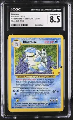 🐢🐢🐢 CGC 8.5 Blastoise Holo 2/102 Celebrations Classic Collection Pokemon 2021 - Image 1