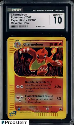 2002 Pokemon Expedition #73/165 Charmeleon Reverse Holo CGC 10 GEM MINT - Image 1