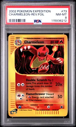 PSA 8 Charmeleon Reverse Holo 73 2002 Pokemon Expedition 115936212 - Image 1