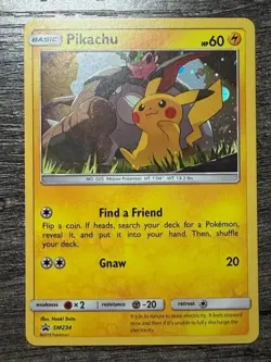 POKEMON CARD HOLO PIKACHU SM234 BLACK STAR PROMO 2019 LP-NM - Image 1