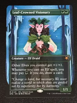 MTG Lorwyn Eclipsed Special Guests Leaf-Crowned Visionary Borderless 0140 NM - Image 1