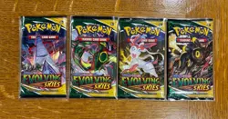 Pokemon TCG Evolving Skies Booster Packs - Complete Art Set of 4 Sealed Packs 820650808777 - Image 1