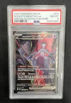 2025 POKEMON DESTINED RIVALS TEAM ROCKET'S MEWTWO EX 231/182 SIR PSA 8 NM-MT - Image 5