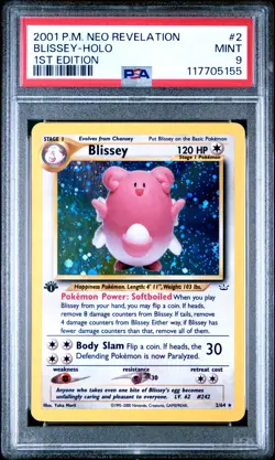 PSA 9 Blissey Holo 1st Edition 2/64 Neo Revelation Pokemon - Image 1