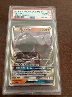 GRADED PSA 10 2019 Pokemon Sun & Moon Onix GX Hidden Fates #36 - Image 1