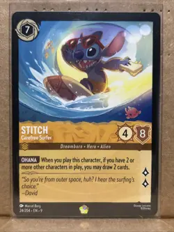 Stitch Carefree Surfer 24/204 Non-Foil Disney Lorcana - Image 1