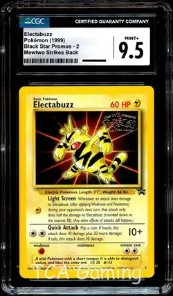 CGC 9.5 MINT+ Electabuzz # 2 WB Movie WOTC Black Star PROMO Pokemon Card - Image 1