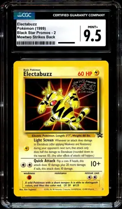 CGC 9.5 MINT+ Electabuzz # 2 WB Movie WOTC Black Star PROMO Pokemon Card - Image 2