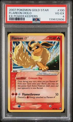 2007 POKEMON EX POWER KEEPERS GOLD STAR #100 FLAREON-HOLO PSA 4 - Image 1