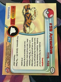 1999 Topps Pokemon - Arcanine #59 - HOLO / Blue Logo TV Series NM - Image 2