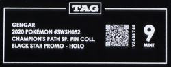 2020 Pokemon Champion's Path Black Star Promo SWSH052 Gengar Holo TAG 9 (922) - Image 3