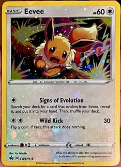 Pokemon TCG ~ Eevee Black Star Promo SWSH118 HVY Holo Bleed + HD Galaxy Swirl 🌀 - Image 1