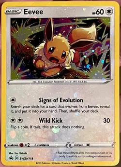 Pokemon TCG ~ Eevee Black Star Promo SWSH118 HVY Holo Bleed + HD Galaxy Swirl 🌀 - Image 4