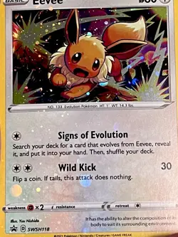 Pokemon TCG ~ Eevee Black Star Promo SWSH118 HVY Holo Bleed + HD Galaxy Swirl 🌀 - Image 5