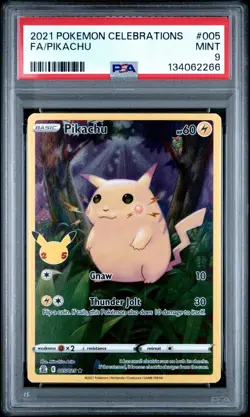 2021 Pokemon Celebrations Pikachu Full Art Holo PSA 9 Mint 005/025 - Image 1