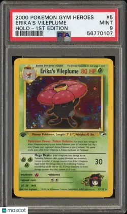 Erika's Vileplume Holo 1st Edition PSA 9 #52000 Pokemon Gym Heroes - Image 1