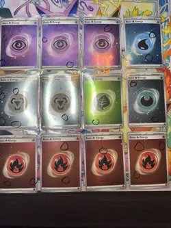 Pokemon TCG Basic Energy Cosmos Holo Holo Swirl Lot Of 12 + Free Random Card! - Image 1