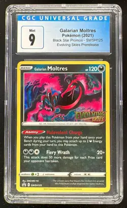 2021 Pokemon Sword & Shield Black Star Promos #SWSH125 Galarian Moltres CGC 9 - Image 1