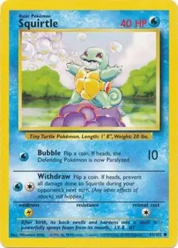 Squirtle - 63/102 - Pokemon Base Set Unlimited Card WOTC LP - Image 1