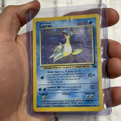 Pokemon TCG Lapras 10/62 Holo Unlimited Fossil Pokemon Card WOTC HP Vintage Rare - Image 2