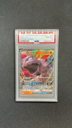 PSA 10 Onix GX 36 Full Art Holo 2019 Pokemon Sun & Moon Hidden Fates Graded Card - Image 1
