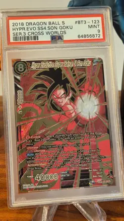 Dragonball Super Card Hyper Evloution SS4 Son Goku BT3-123 SCR 2019 Karte PSA 9 - Image 2