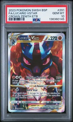 2023 POKEMON SWSH BLACK STAR PROMO #291 FULL ART/LUCARIO VSTAR PSA 10 - Image 1