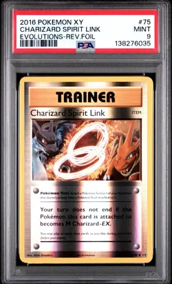 2016 Pokemon XY Evolutions Charizard Spirit Link Reverse Foil Holo #75 PSA 9 - Image 1