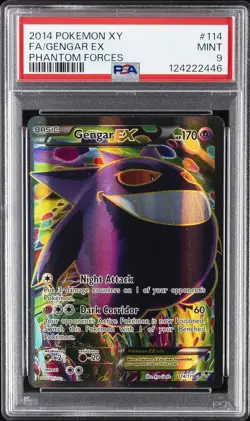 2014 POKEMON XY PHANTOM FORCES #114 FULL ART/GENGAR EX PSA 9 - Image 1