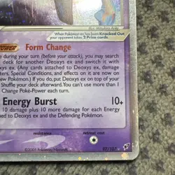 2005 Pokemon EX Deoxys - Deoxys EX Holo Rare 97/107 Swirl Damaged With Scratches - Image 5
