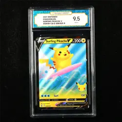 TQG 9.5 MINT+ 2021 Pokemon ENG Surfing Pikachu V 008/025 R - Image 1