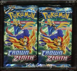 AUTHENTIC Crown Zenith Box Lot – 36x Sealed Booster Packs + THICK Acrylic Case - Image 1