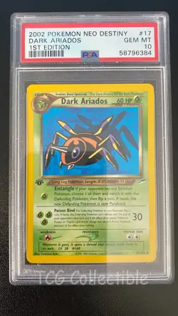 PSA 10 GEM MINT Dark Ariados 17 1st EDITION 2002 Neo Destiny WOTC Pokemon - Image 1
