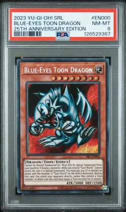 Blue-Eyes Toon Dragon SRL-EN000 Secret Rare 25th PSA 8 Yugioh - Image 1