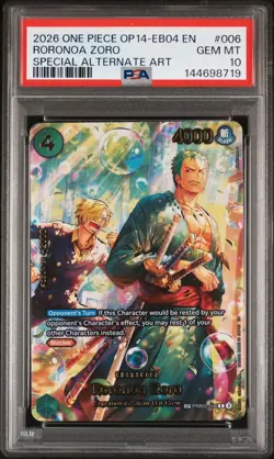 Roronoa Zoro - PRB02-006 (SP) - The Azure Sea's Seven (OP14) PSA 10 Bubble Zoro - Image 2