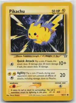 Pikachu 70/111 Neo Genesis Set Rare Vintage Pokemon Card #111 - Image 1