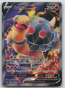 Pokemon Card Torkoal V (Full Art) Ultra Rare: Sword & Shield Base Set 188/202 - Image 1