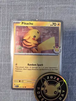 2026 Pikachu 051/162 Pokemon Day 30th Anniversary Stamped Promo TCG Plus Coin - Image 2