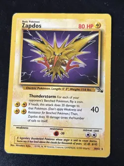 Pokemon TCG - Zapdos - 30/62 - Rare Unlimited - Fossil Unlimited [Light Play] - Image 1