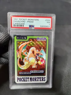 Pokemon Bandai Carddass 1997 Charizard Pocket Monsters Prizm Prism Foil PSA 7 - Image 1