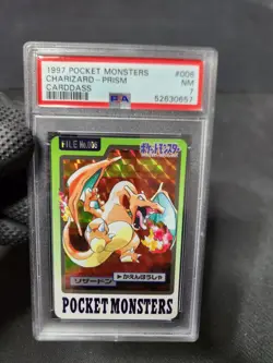 Pokemon Bandai Carddass 1997 Charizard Pocket Monsters Prizm Prism Foil PSA 7 - Image 3